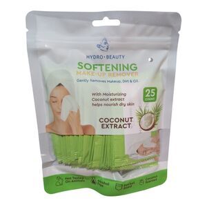 3X Hydro Beauty Makeup Remover Wipes 25 Individually Wrapped Coconut Extract New